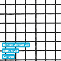 Антидроновая сетка 40х40 4 мм капрон черная безузловая